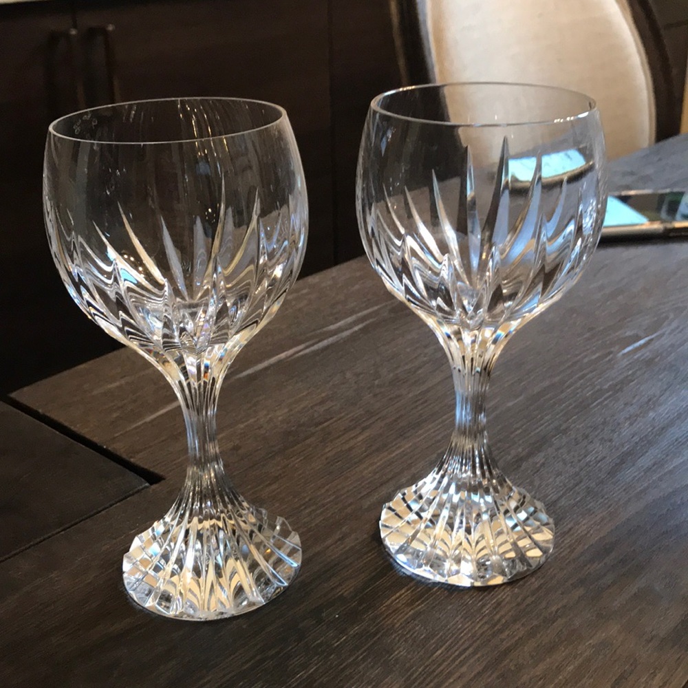 Set of 2 Baccarat Crystal Wine Goblets